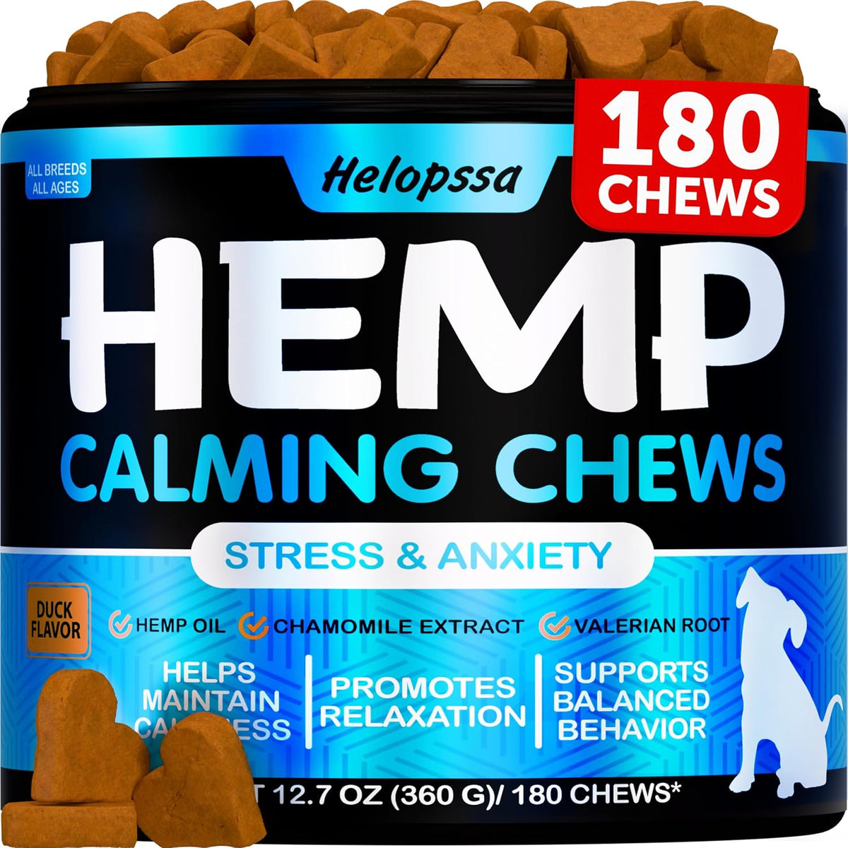 Hemp Calming Chews for Dogs - 180 Treats - Dog Сalming Сhews for Anxiety