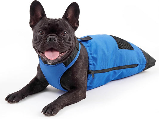 Sadnyy Drag Bags for Paralyzed Dogs & Cats, Adjustable Disabled Pet Mobility Aid with Breathable Mesh, Dog Wheelchair for Hind Legs, Easy On/Off, Adjustable Fit, Protects Chest & Limbs(Blue,S)