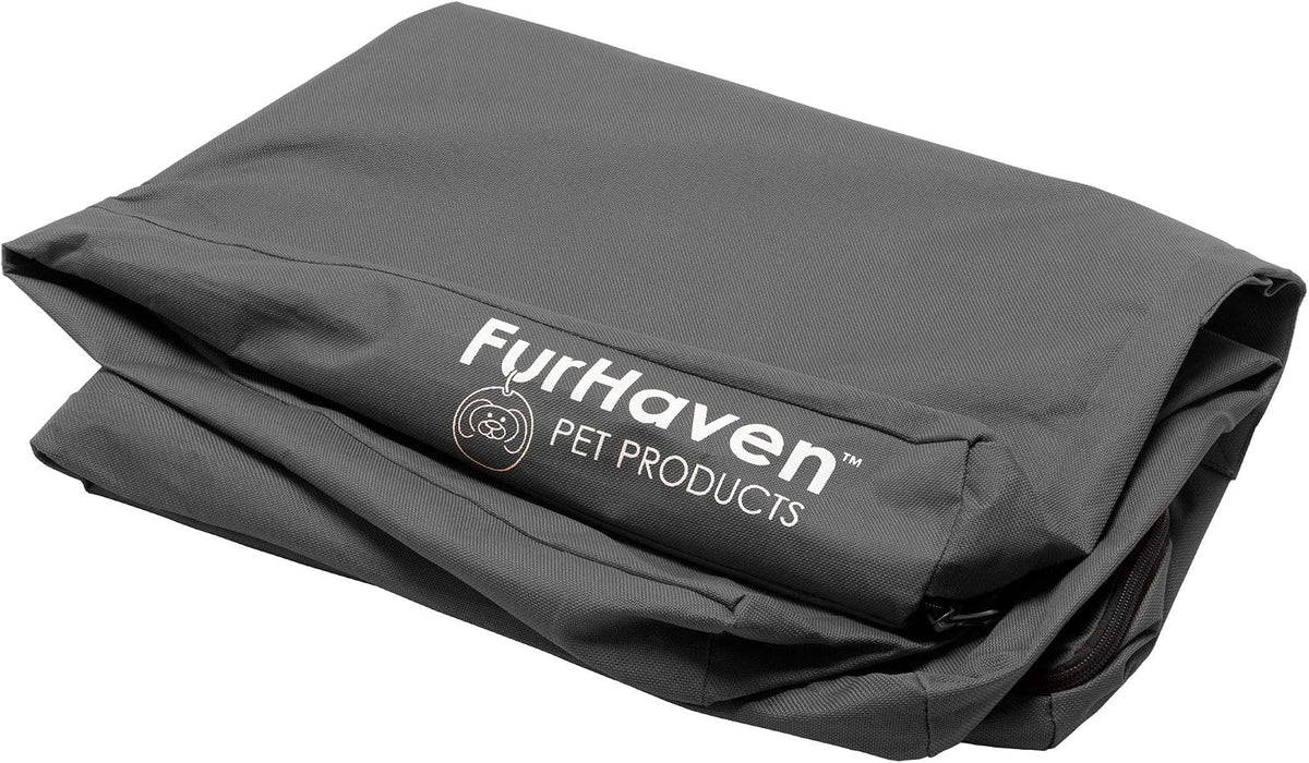 Furhaven Replacement Dog Bed Cover Water-Resistant Indoor/Outdoor Logo Print Oxford Polycanvas Mattress, Washable - Deep Lagoon, Large