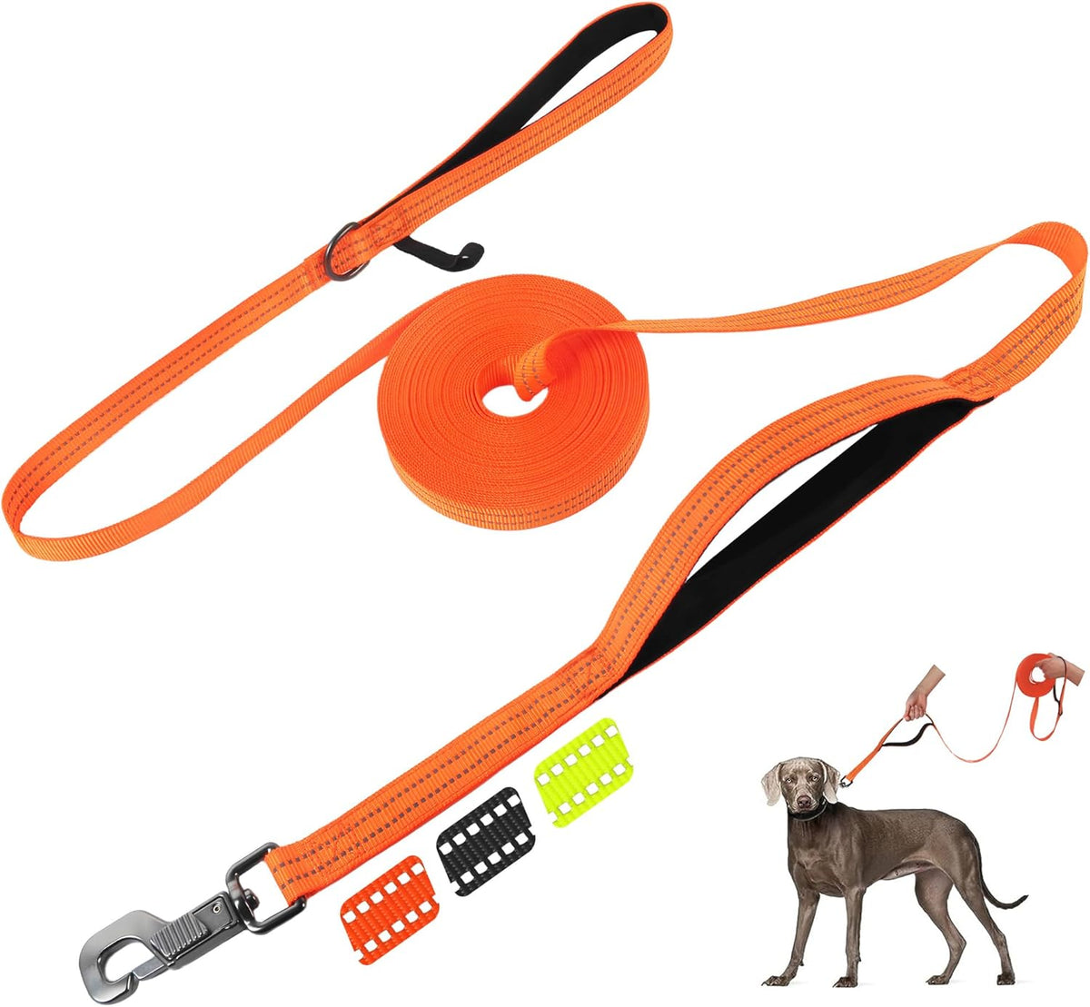 Fida Obedience Recall Training Agility Lead, 30FT Long Dog Leash, Orange