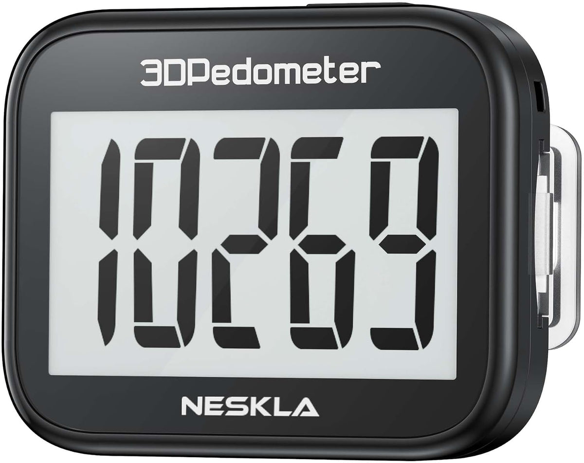 3D Pedometer, Simple Step Counter with Large LCD Display for Walking