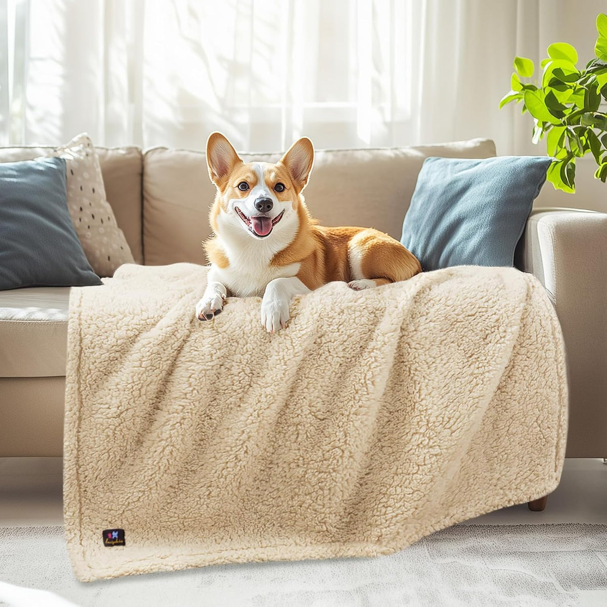 Luciphia Waterproof Pet Blanket for Medium Large Dogs Soft Cat Sherpa Calming Thick Cover Leakproof Cozy Puppy Sofa Bed Car Couch Protector(Grey,41X31 Inches)