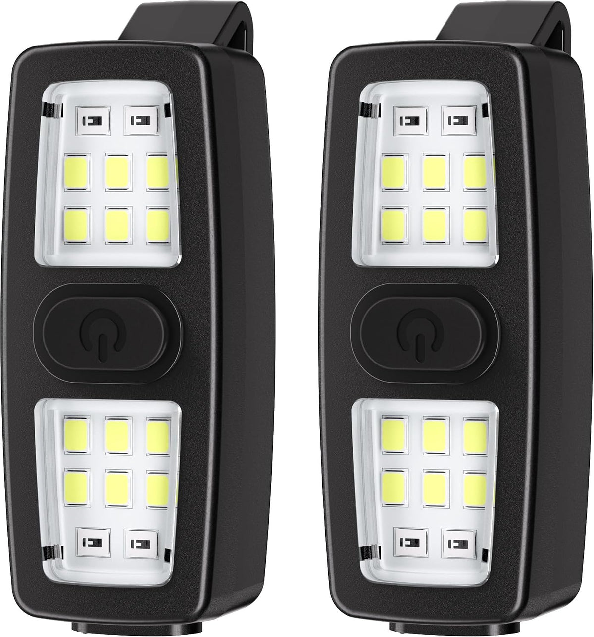 2 Pack Running Light for Runners, Clip on Flashlights Rechargeable Safety Lights for Walking at Night Hands Free Flashlight Portable LED Work Light Warning Flashing Camping Hiking Walking Dog Black