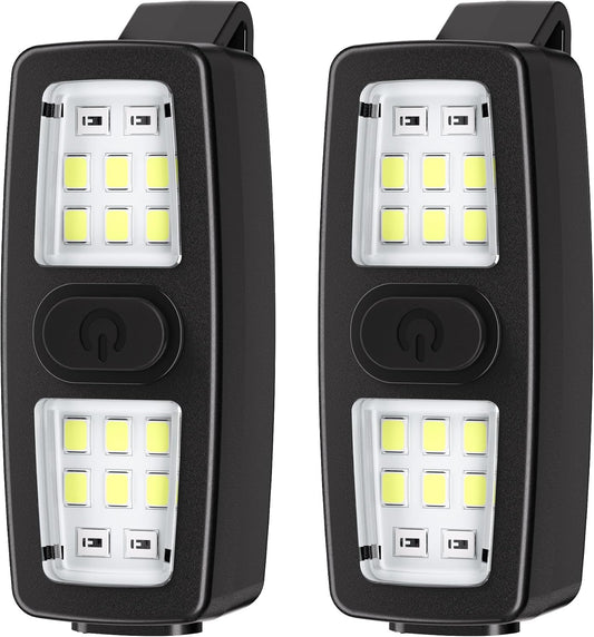 2 Pack Running Light for Runners, Clip on Flashlights Rechargeable Safety Lights for Walking at Night Hands Free Flashlight Portable LED Work Light Warning Flashing Camping Hiking Walking Dog Black