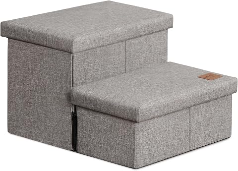 Wood Foldable Ottoman Dog Stairs, for High Beds & Large Dogs