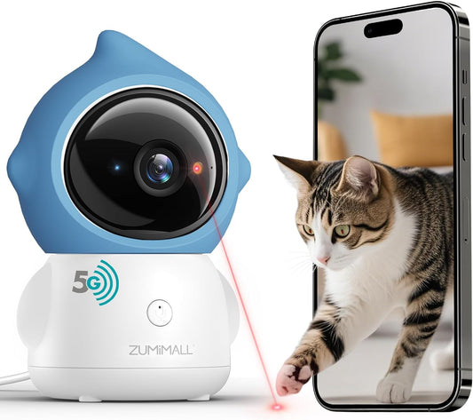 ZUMIMALL Pet Camera with Laser Toy, 2K Wifi Dog Cat Camera with Phone App