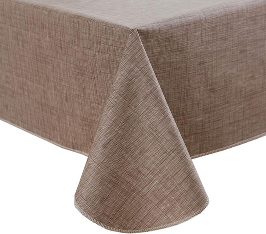 LIBERECOO Vinyl Tablecloth with Flannel Backing, Waterproof Table Cloth