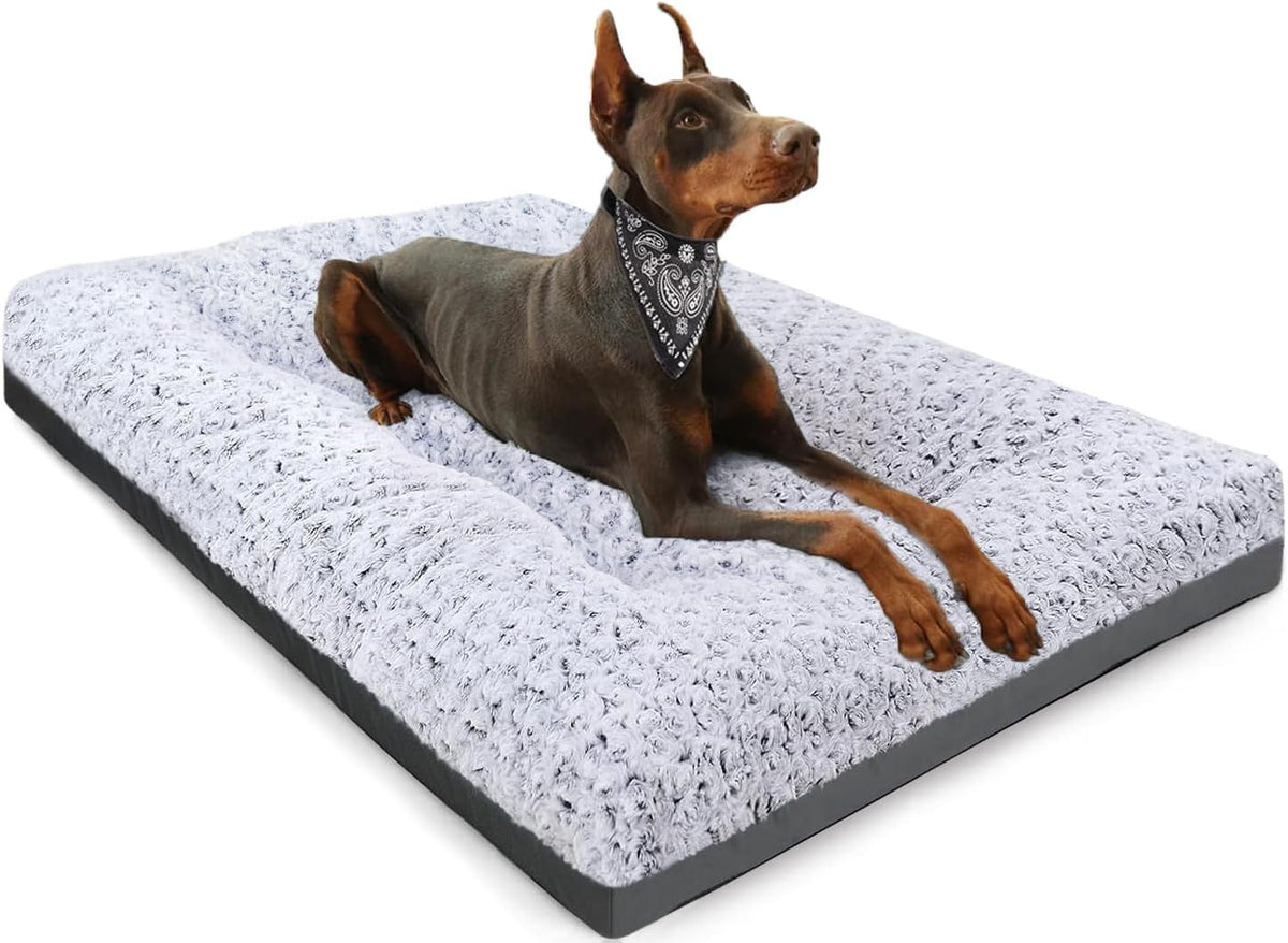 Dog Gone Smart Chill Kuzzi Dual Bolster Crate Pad - Slate Grey, 22 X 35 In
