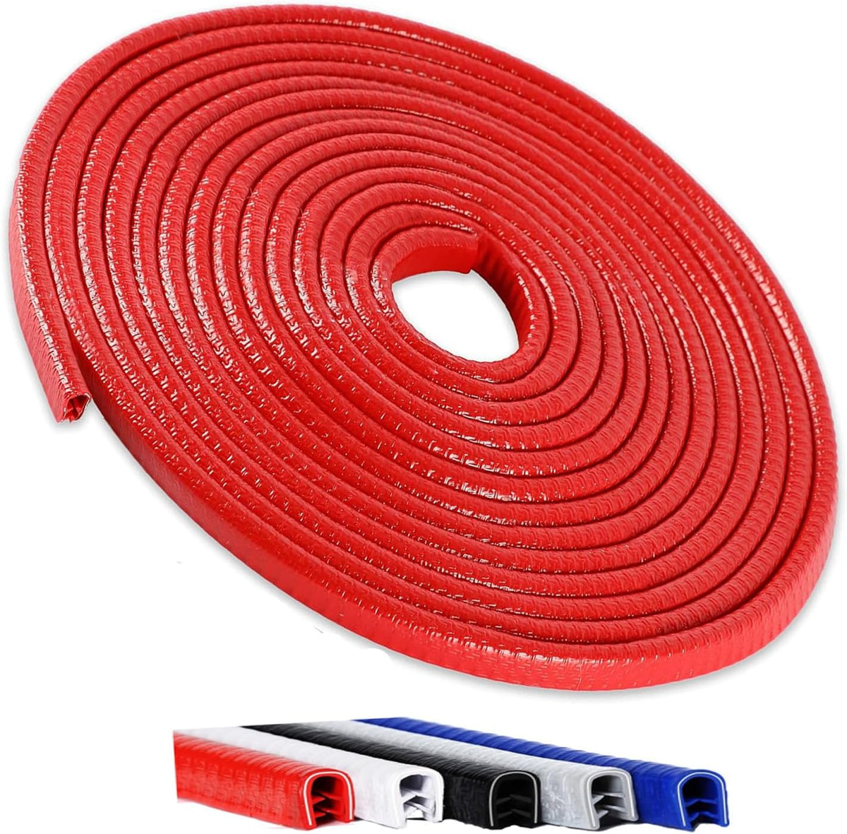 Winfort 16.5FT (5M) Car Door Edge Guards, No-Glue Rubber Edge Trim (Red)