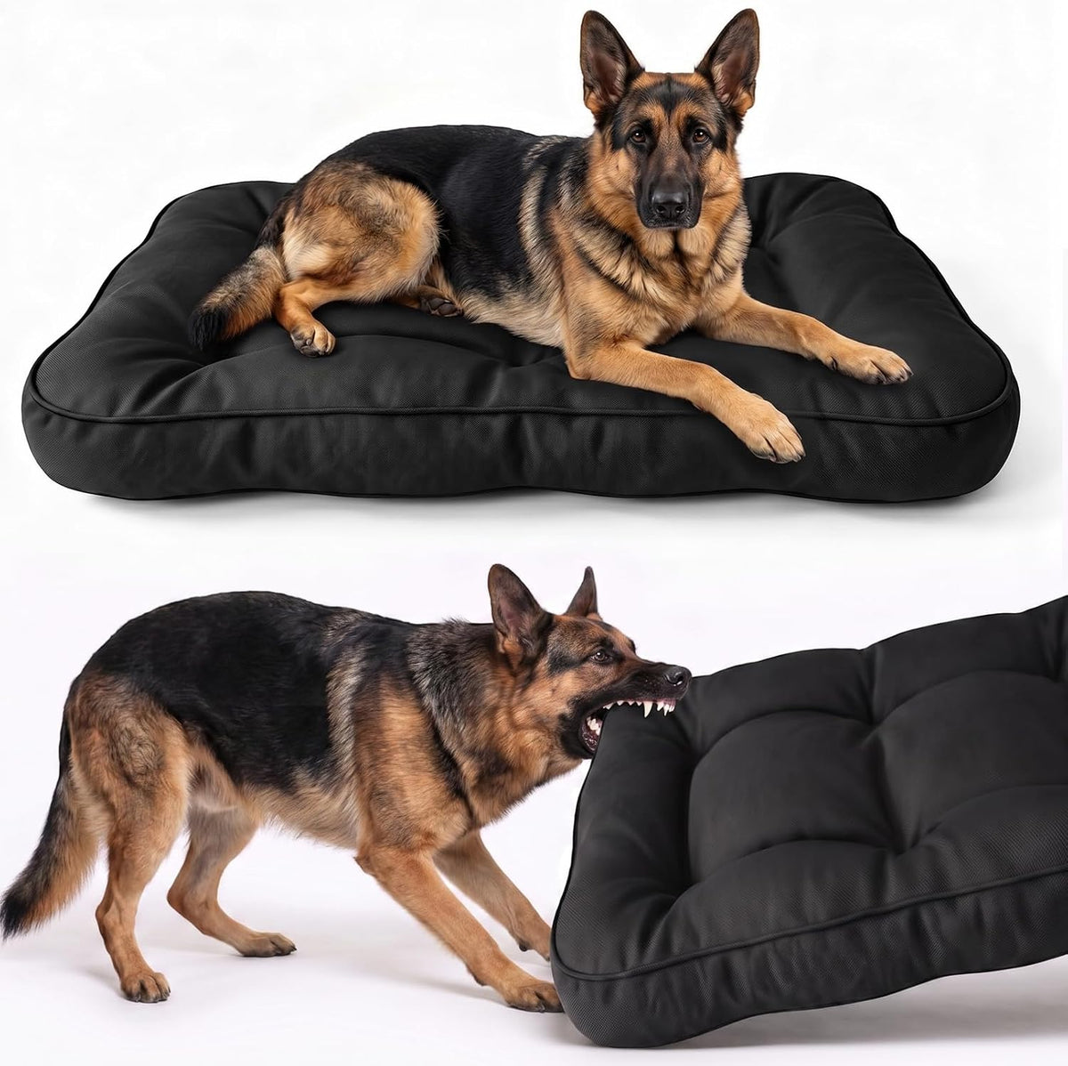 Chew-Resistant Dog Crate Pad for Moderate Chewers, 900D Heavy-Duty Nylon Reinforced Kennel Mat with High-Density Foam, Waterproof & Washable Tough Dog Bed (Medium 22"X35")