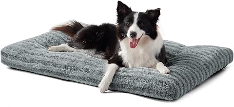 EHEYCIGA Fluffy Dog Crate Bed, Plush Extra Large Dog Pillow, Grey