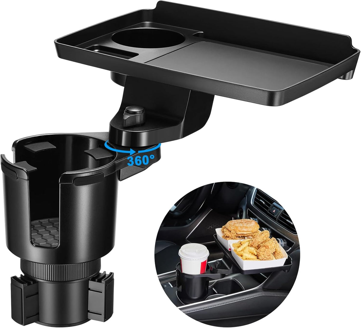This Hill Car Cup Holder Tray 2-In-1 Detachable Car Food Table Tray