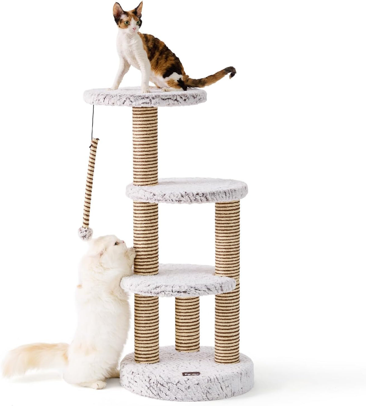 Cat Tower, Multi-Level Climbing Tree with Spacious Elevated Perches, Scratching Posts, Dangling Toy Ball, Durable Cat House Furniture for Indoor Kittens & Large Adult Cats.
