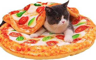 SEIS 2 Pcs Cat Mat and Blanket Set,Warm Dog Pizza Pad, Winter Pet Blanket,S