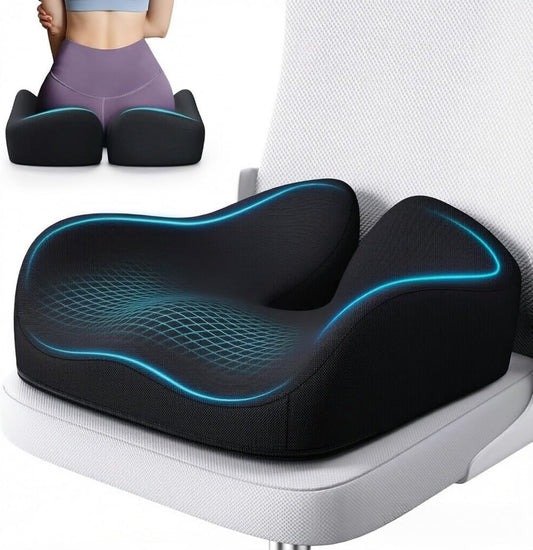 Cooling Seat Cushion & Reusable Ice Mat - No Condensation PCM Pad for Ergonomic Office Chair, Truck & Wheelchair, Black