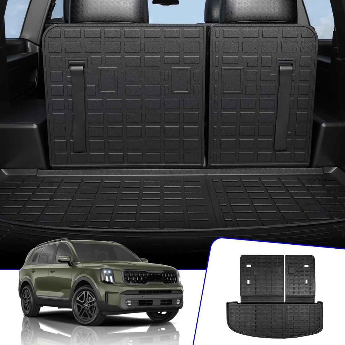 Rongtaod Trunk Mat with Backrest Mat for 2020-2025 Kia Telluride