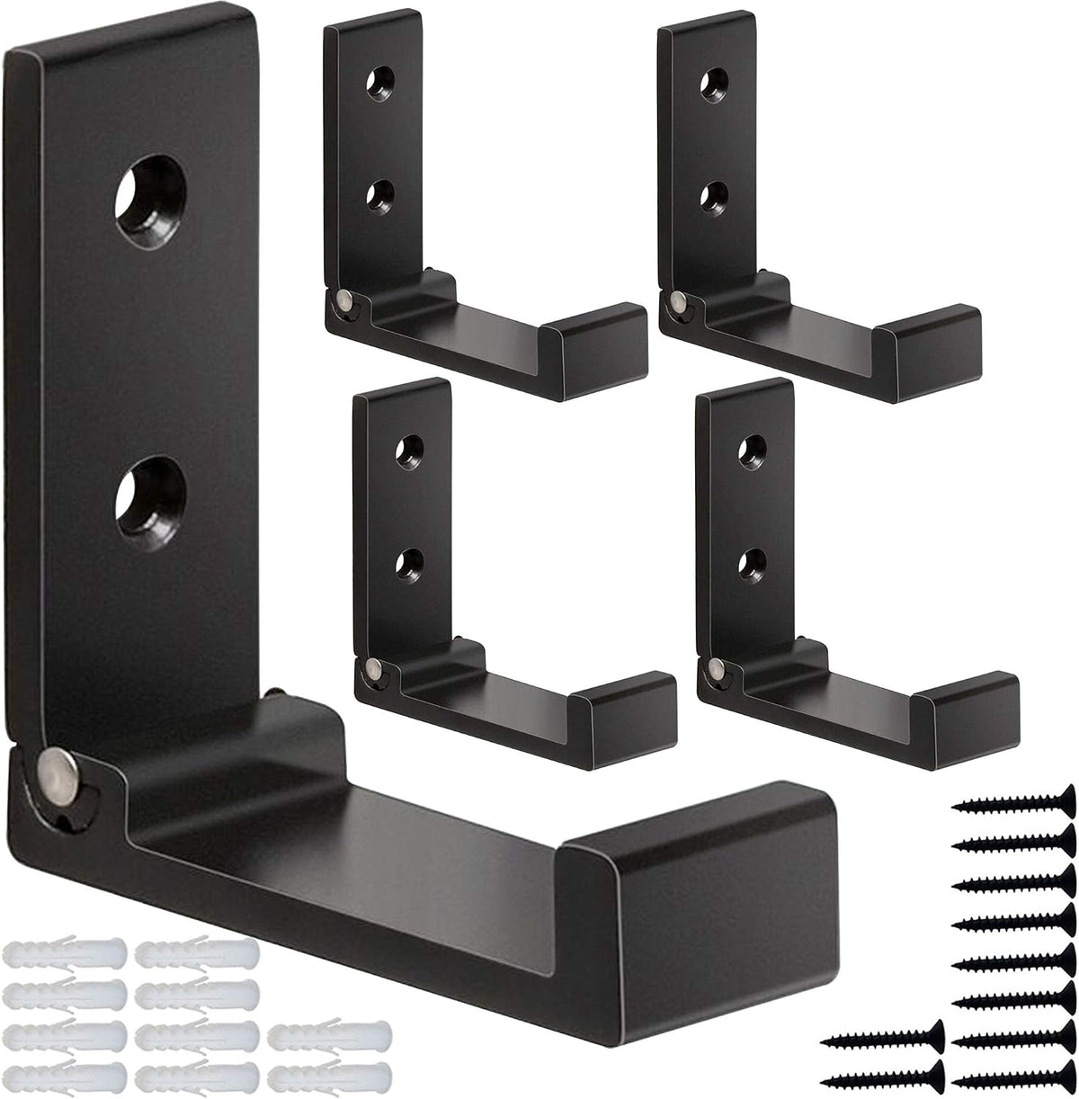 ZEYU Folding Coat Hooks, 5Pcs Wall Hooks for Hanging Coat Towel Hooks Hardware Heavy Duty Aluminum Alloy Headphone Holder No Rust Wall Mounted with Screws for Bags Fitness Equipment
