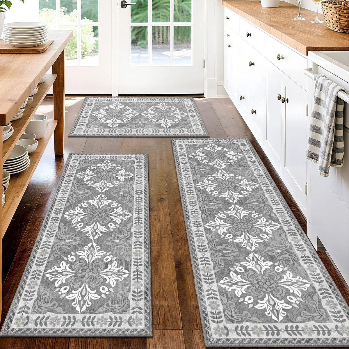 3 Piece Kitchen Rugs Set, Non Slip Washable Floor Mats with Water Absorbent