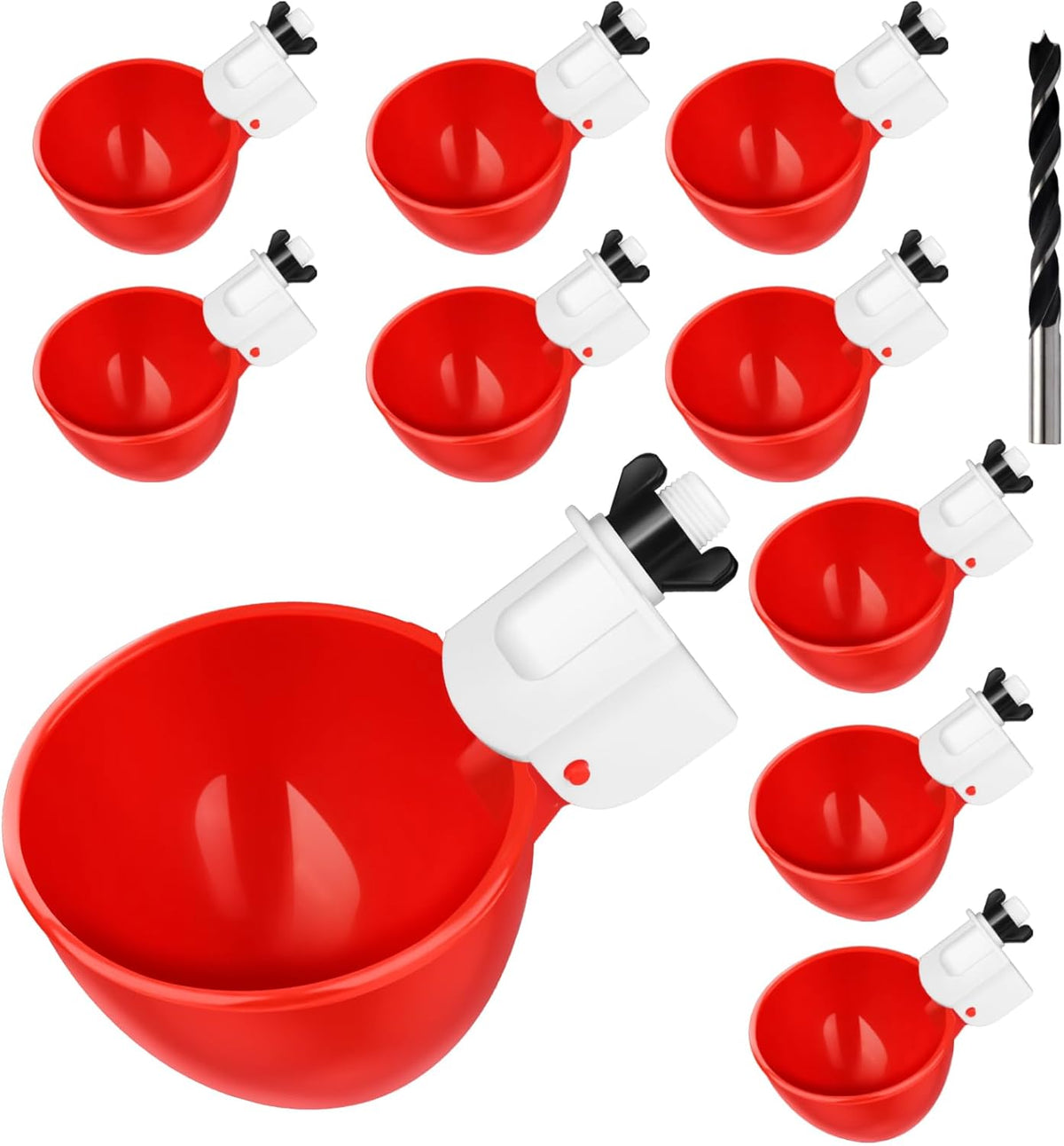 10Pack Large Chicken Waterer Cups, DIY Auto Poultry Water Feeder