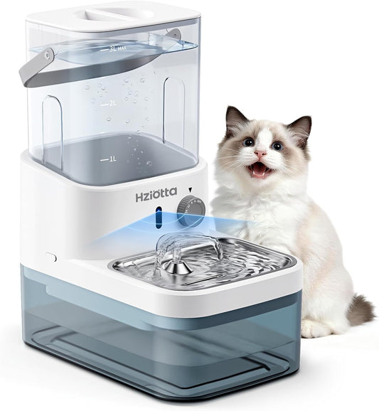 Cat Water Fountain No Filter, Clean & Dirty Water Tanks Cordless