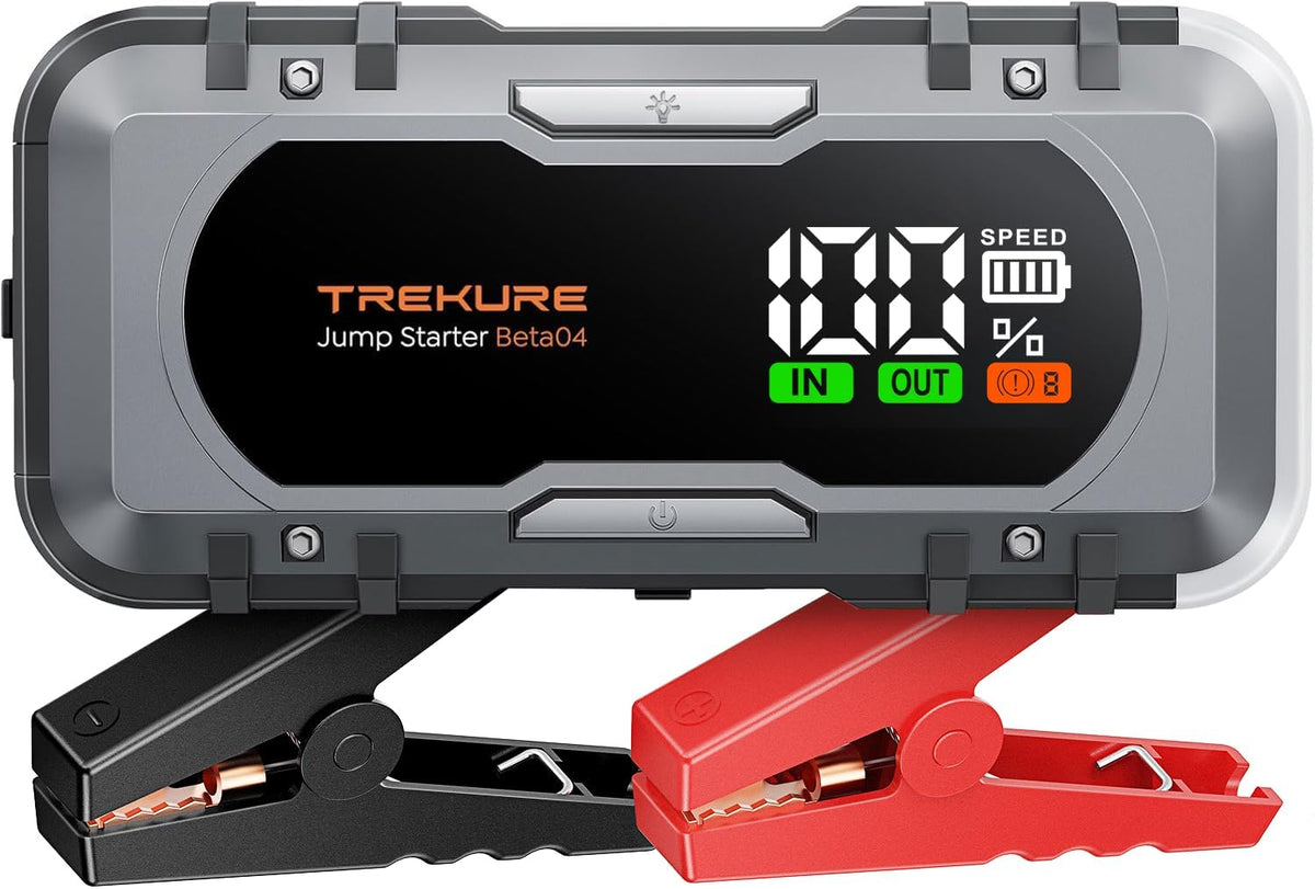 8000A Car Battery Jump Starter, Battery Jumper Starter Portable for All Gas/12L Diesel, Portable Car Jump Starter Fast Charge Powerbank, Jump Box Pack with LED Light, Large Display, Jumper Cables
