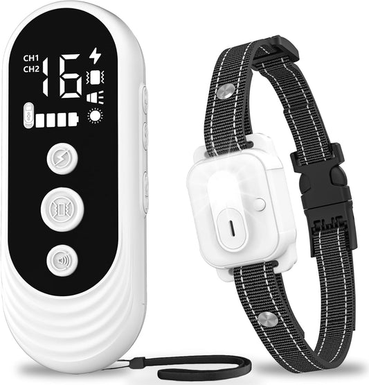 Dog Training Collar with Remote Control, 3300FT Rechargeable Shock Dog Training Collar for Small Medium Large Dogs, IPX7 Waterproof & 4 Safe Modes Flashlight Beep Vibration Shock
