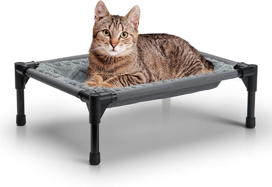 K&H Elevated Cat Bed, Pet Hammock Cot, Indoor Cat Bed, 22X17In, Gray