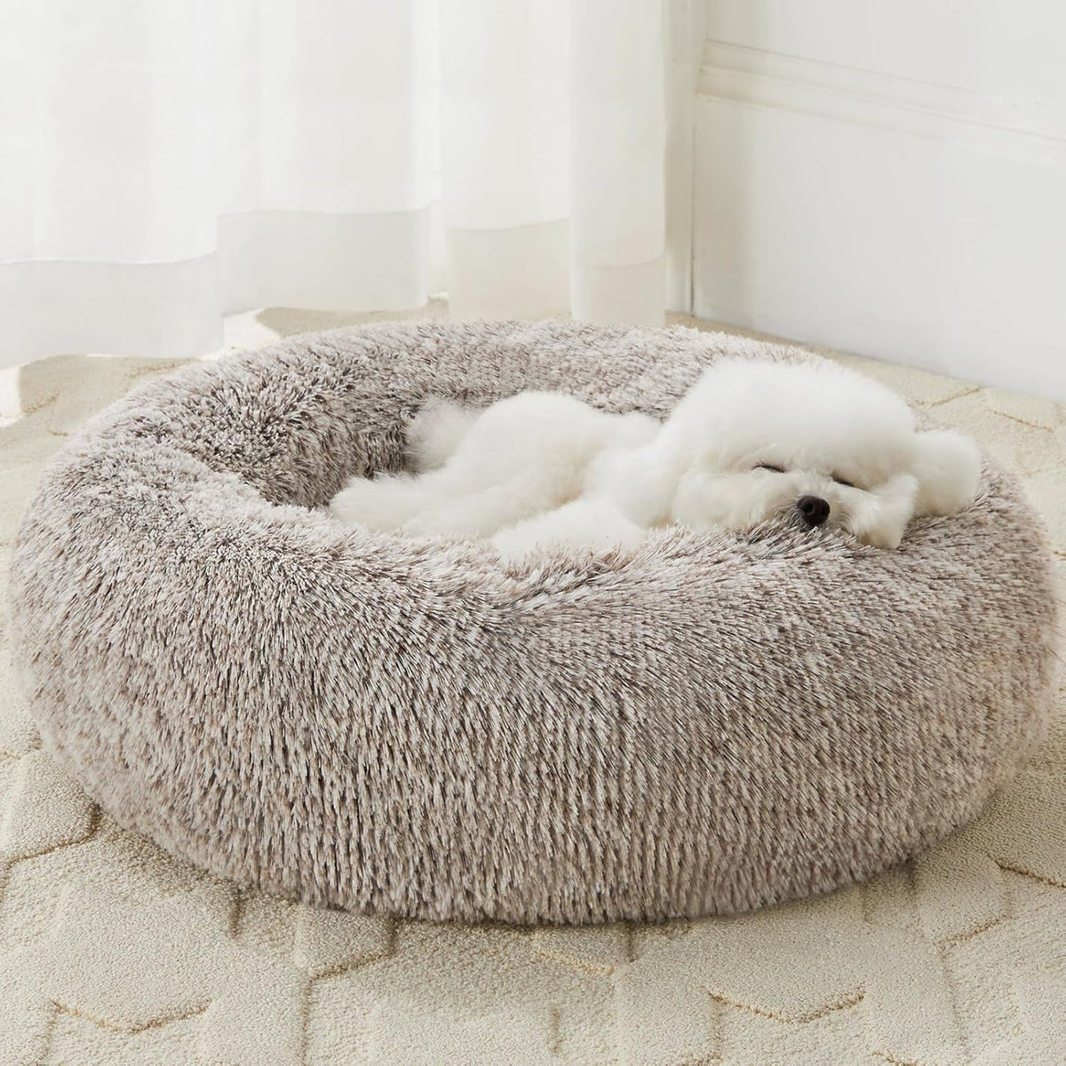 WNPETHOME Small round Calming Dog Bed Cat Bed for Comfy Sleep