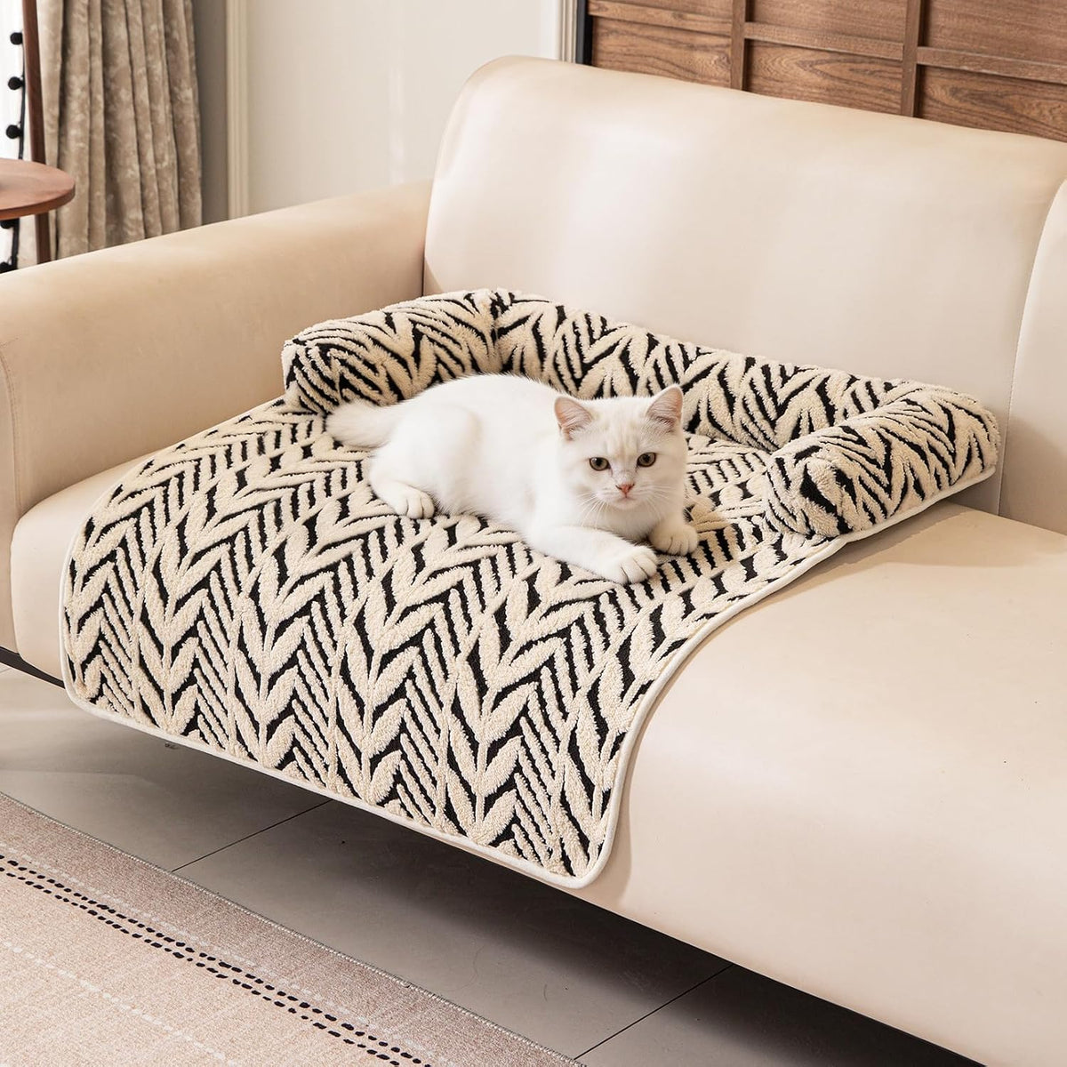 Calming Dog Bed Mats with Neck & Head Support, 31.5 X 23.62 Inch Black