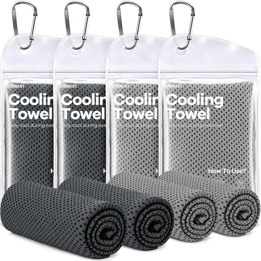 ROXUN Cooling Towels, 4 Pack (40''X12'') Chilly Ice Rags for Neck and Face
