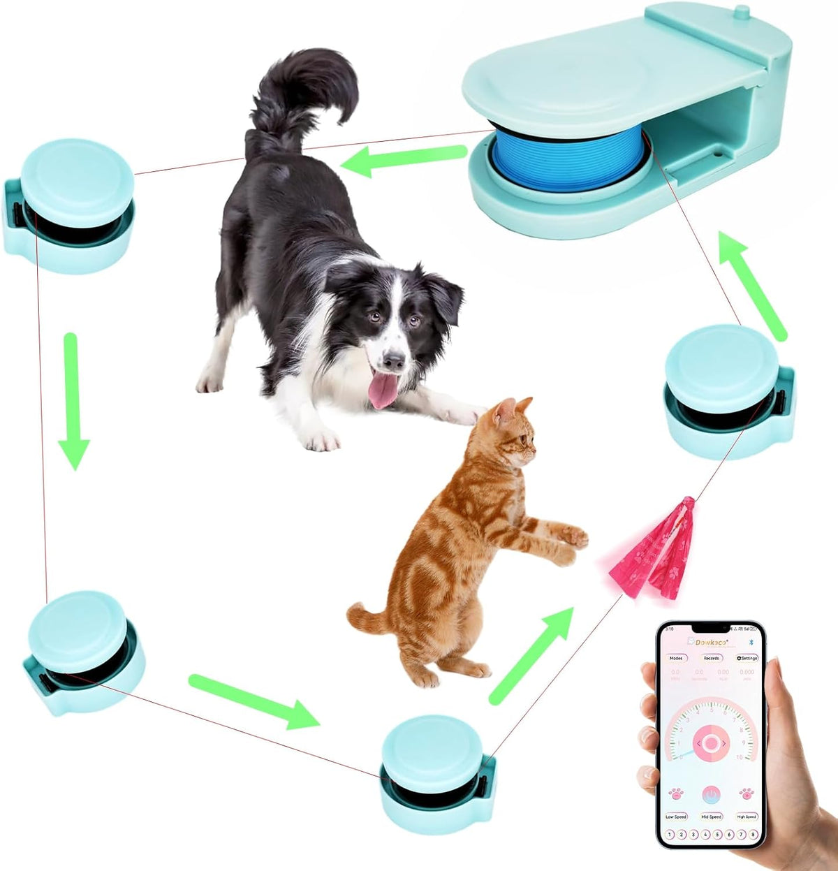 DC-1 Lure Coursing Machine for Dogs, App-Controlled Automatic Dog Chase Toy Motorized Line, 39MPH High-Speed Outdoor Running Toy for Large Dogs, Backyard Agility Course Exercise Equipment