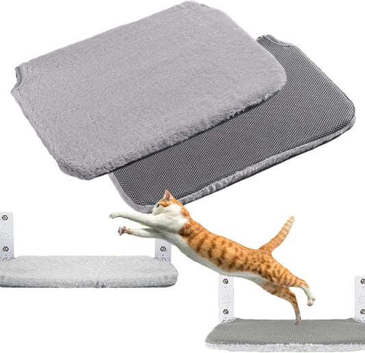 2PCS Replacement Cover for Cat Window Perch, L Size Cordless Cat Window Hammock Bed Accessories, Reversible Breathable/Warm Seat Cover for inside (Grey, 23.6''L×11.8''W)