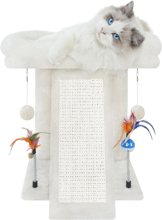 TWDEPART Cat Tree Cat Tower with Cat Scratching Post for Indoor Cats,Activity Centre Climbing Tree Cat Furniture with Playful Toy Balls,Beige