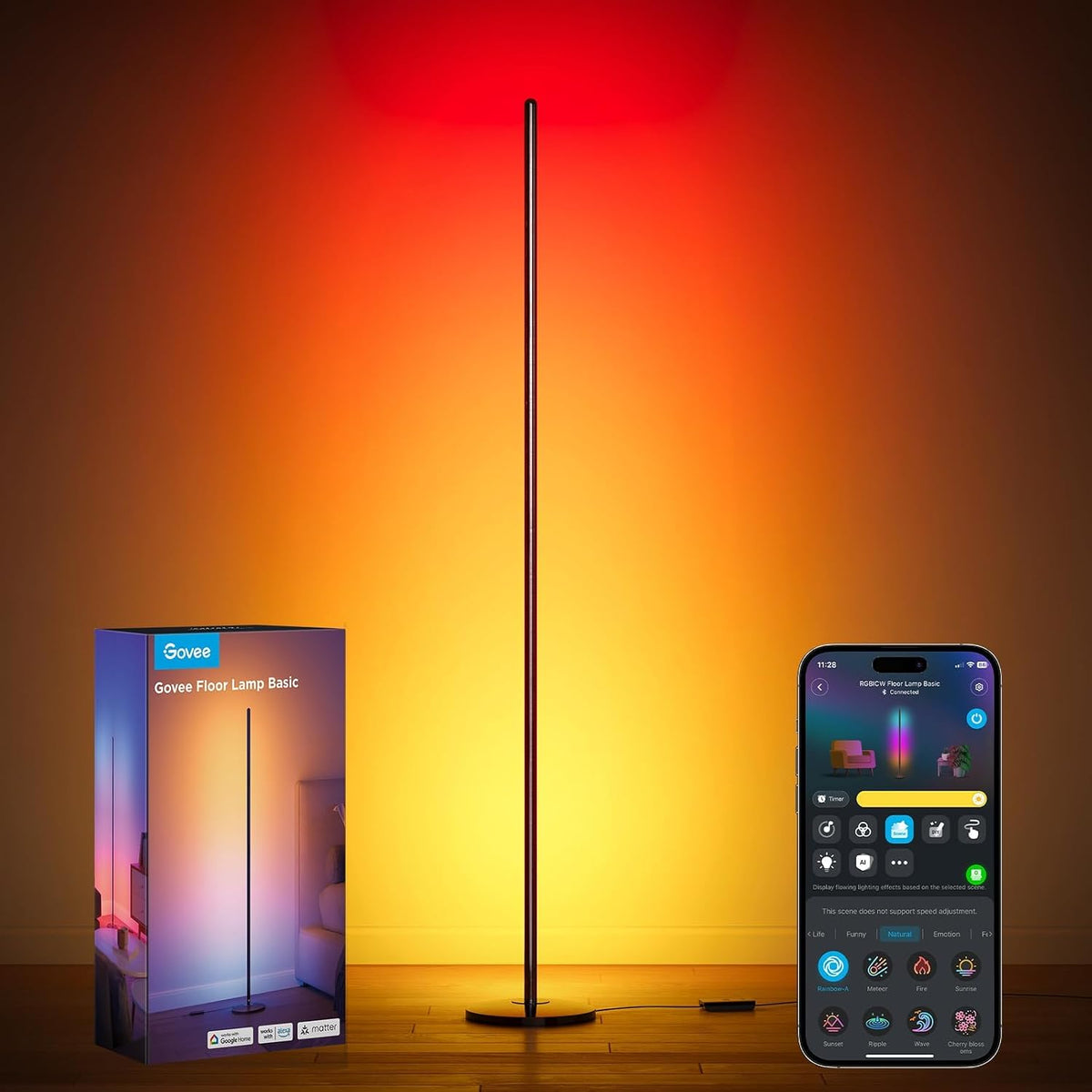 Govee RGBIC Floor Lamp Basic, 1000Lm LED Corner Lamp, Black