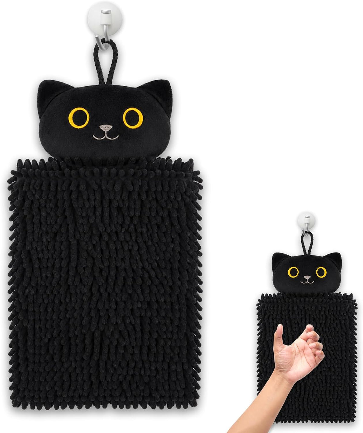 Black Cat Hand Towel - Cute Bathroom Kitchen Towels