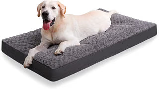 KSIIA Washable Dog Beds Large Sized Dog Crate Bed Plush Mat 41"X27" Gray