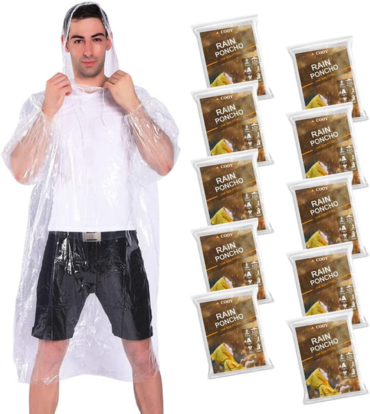 4/6/12 Pack Disposable Rain Ponchos for Adults - Emergency Rain Poncho for Camping Hiking Travelling