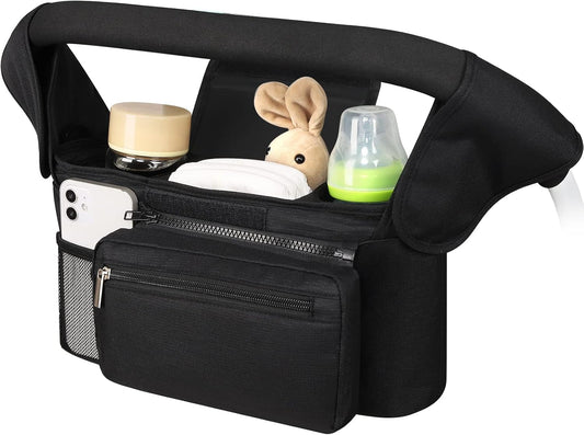 Accmor Universal Stroller Organizer with Insulated Cup Holder, Detachable Phone Bag Shoulder Strap, Stroller Caddy Bag for Uppababy, Baby Jogger, Graco, Umbrella & Most Strollers
