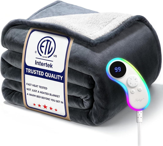 Fast Heated Blanket Full: Even Heats to 78 ℉ in 3 Minutes