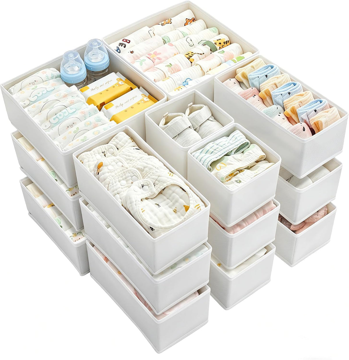 Vtopmart 18 Pack Baby Clothes Organizer, Foldable Fabric Drawer Bins