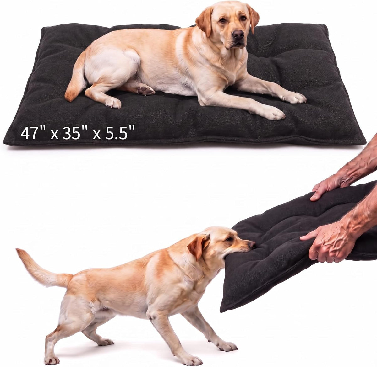 Yinkin 47" X 35" Chew Proof Dog Bed for Aggressive Chewers, XL Crate Pad