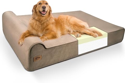 LIORCE Orthopedic Memory Foam XXL Dog Bed - 6" Thick Beds for Extra Large Sized Dog - Waterproof Removable Washable Cover & Wrap-Around Zipper - Ultimate Comfort & Easy Maintenance, Dary Grey