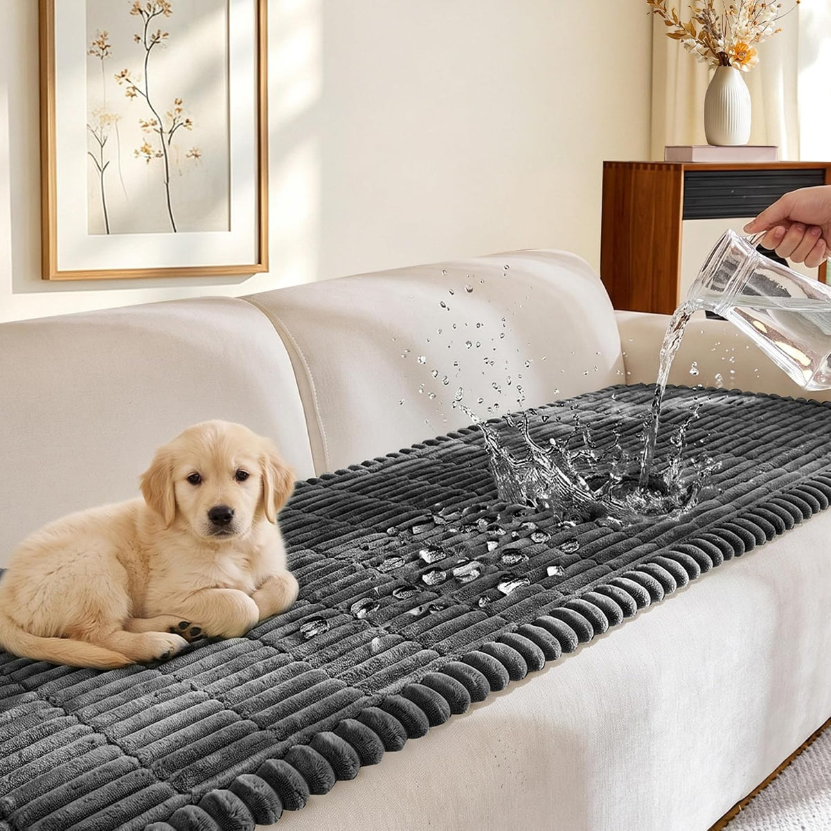 Gogobunny Waterproof Pet Blanket for Bed, Washable Couch Cover for Dog Cat