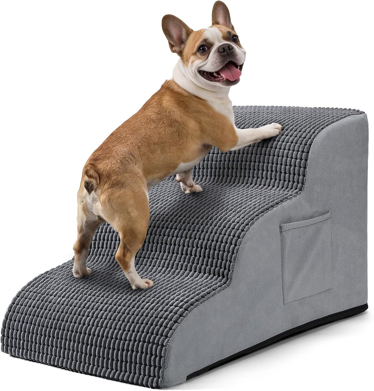 Dog Stairs for Small Dogs 15.7" H 3-Step Foam Ramp for Couch & Bed