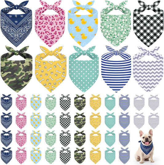 Conlun 50 Pcs Dog Bandana Bulk, Triangle Dog Scarf for Grooming & Daily