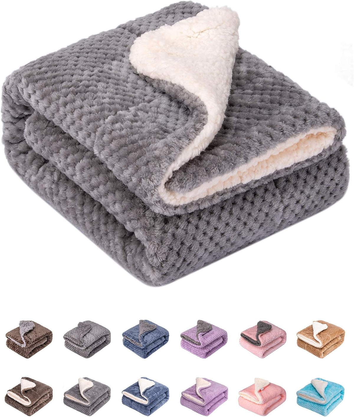 Dw-Flint Gray Plush Fleece Receiving Blanket for Dog, Cat, Couch, Sofa, Travel and Outdoor, Camping (24" X 32")