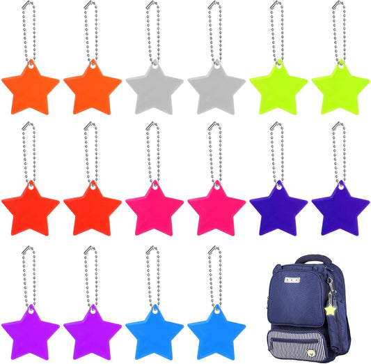 OSDUE Reflector Pendant, 16Pcs Waterproof Child Safety Reflector Pendant for School Bag, Wheelchair, Bicycle and Running