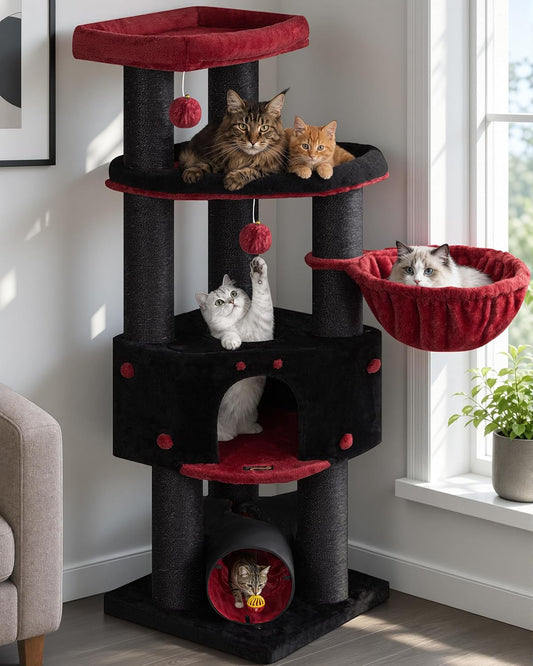 Heavy Duty Large Cat Tree Tower, Extra Wide Cat Scratching Posts (Φ4.3In)