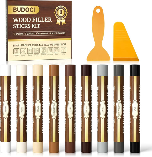 Wood Filler Sticks, 9 Colors Wood Wax Crayons for Scratch Repair