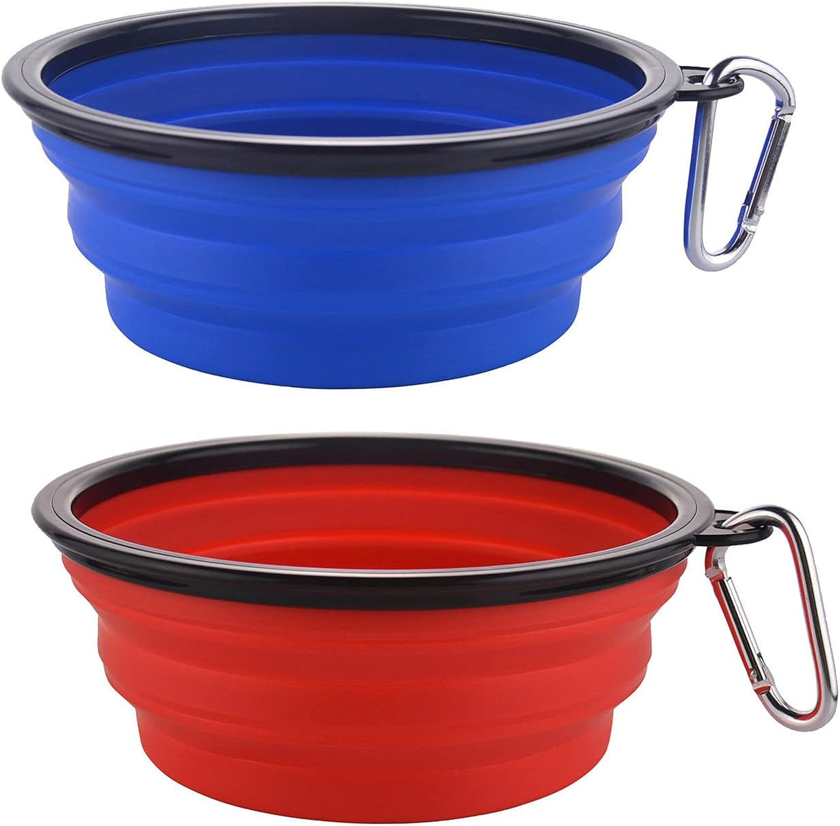 Collapsible Dog Bowls, Travel Dog Cat Water Bowl Portable Foldable Food Dishes with Carabiner Clip for Traveling, Hiking, Walking (Pack of 5)